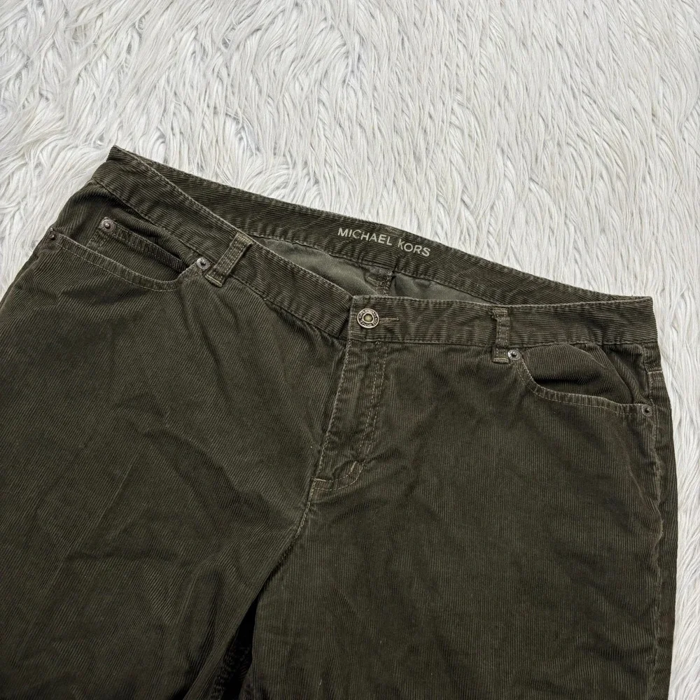 Michael Kors Women's 14P Olive Green Straight‎ Leg Corduroy Pants